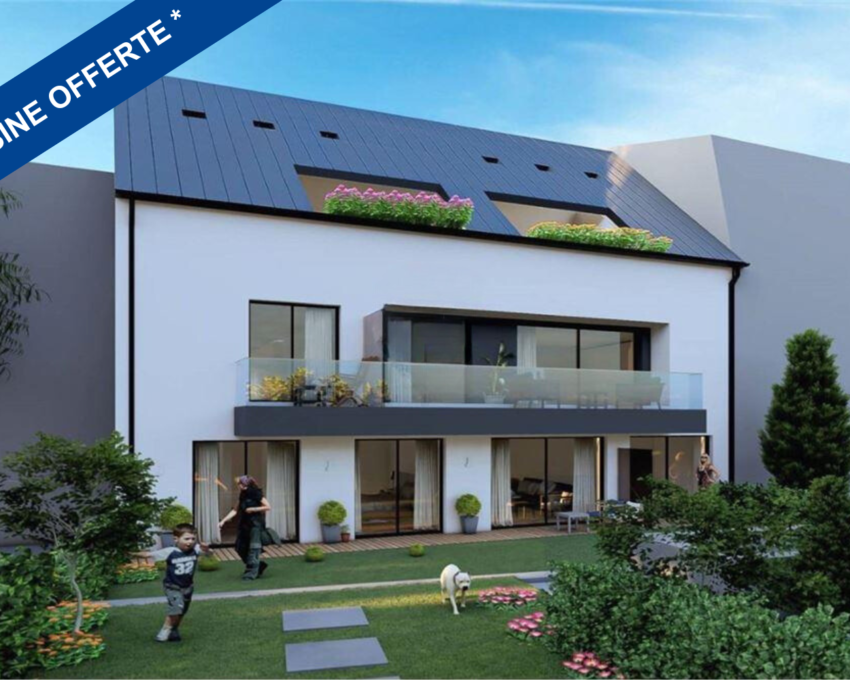Appartement neuf 2 chambres 2 garages – jardin terrasse à Tétange